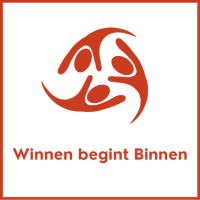 transparante logo van Winnen begint Binnen, vierkant logo met 3 abstracte personen.